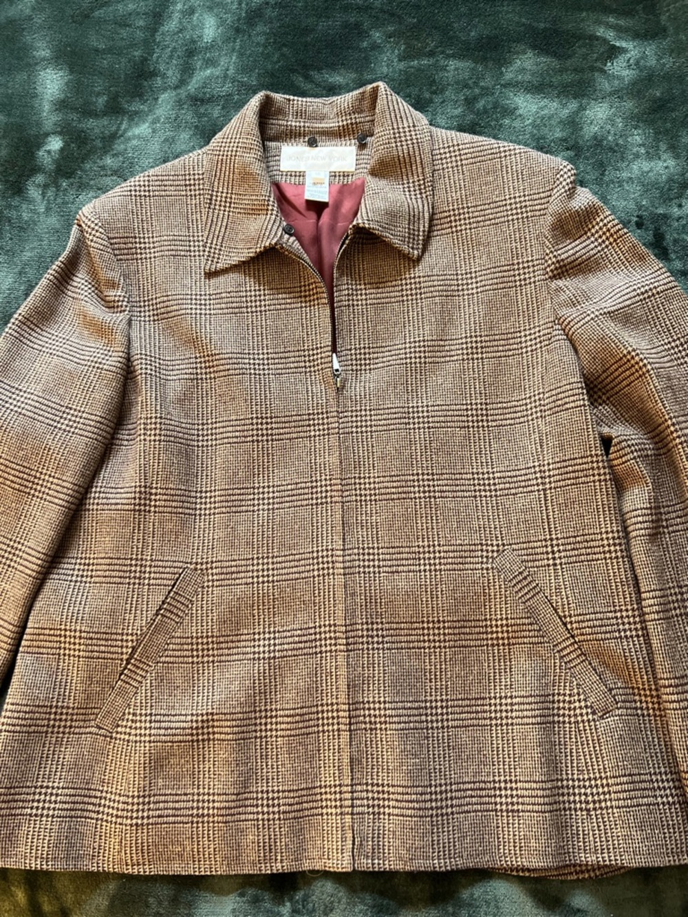 Perfect preppy brown Glen Plaid casual jacket -never worn- lined-